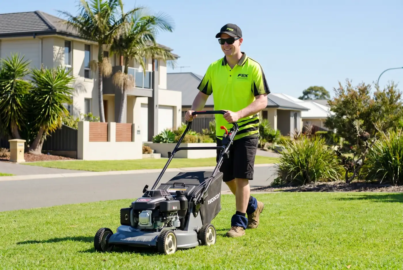 How to start a lawn mowing business, a Fox owner at work